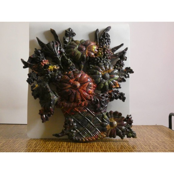 Vintage Burwood Products Co. Flower Baskets Hand Painted & Signed By Artist - Picture 7 of 10